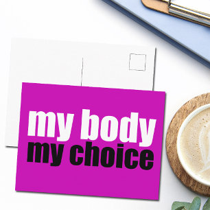 My Body My Choice Prochoice Feminist Pink Postcard
