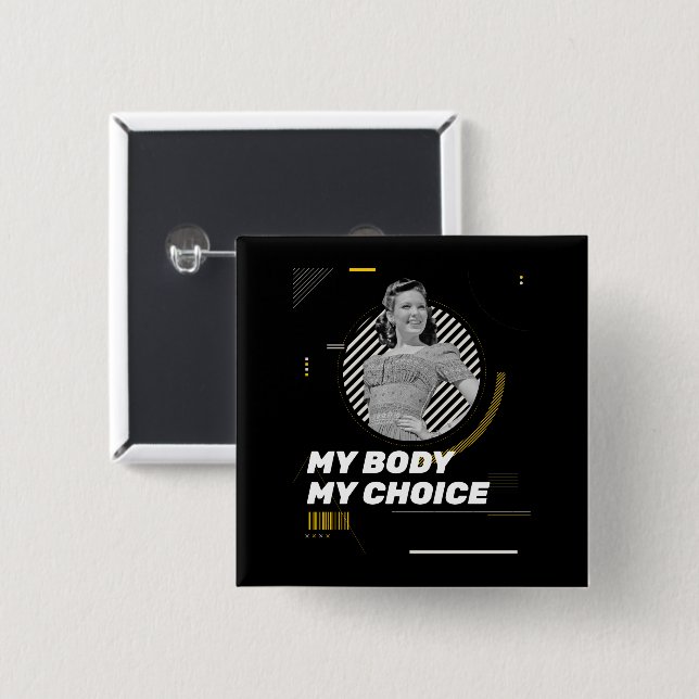 My Body My Choice Retro Women' Rights Illustration 15 Cm Square Badge (Front & Back)