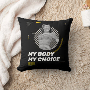 My Body My Choice Retro Women' Rights Illustration Cushion