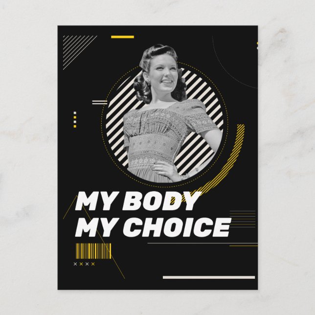 My Body My Choice Retro Women' Rights Illustration Postcard (Front)