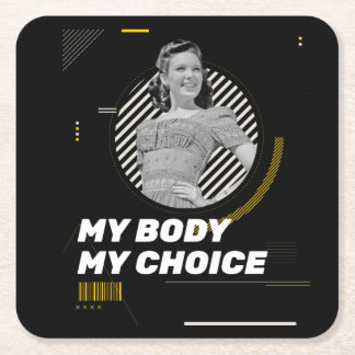 My Body My Choice Retro Women' Rights Illustration Square Paper Coaster
