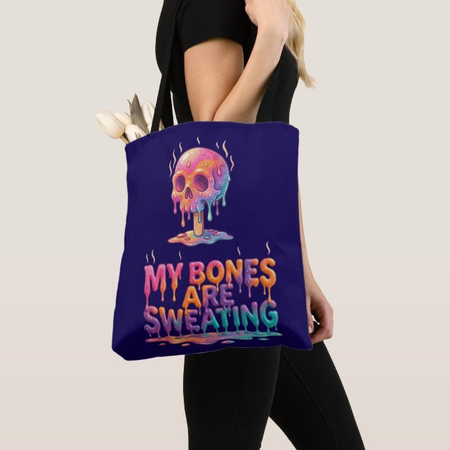 My Bones Are Sweating – Melting Popsicle Skull Tote Bag (Close Up)