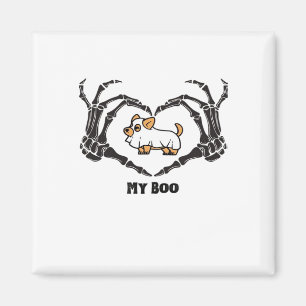My Boo Chihuahua Costume With Skeleton Heart Hands Magnet