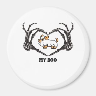 My Boo Chihuahua Costume With Skeleton Heart Hands Magnet