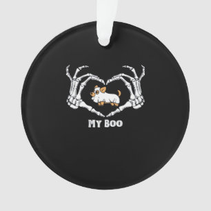 My Boo Chihuahua Costume With Skeleton Heart Hands Ornament