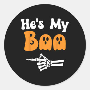 My Boo Matching Halloween Pajama Couples Hes My Bo Classic Round Sticker