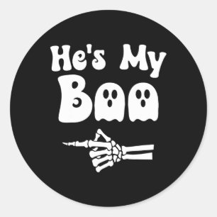 My Boo Matching Halloween Pajama Couples Hes My Bo Classic Round Sticker
