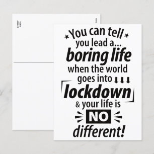 My Boring Lockdown Life - Funny Pandemic Saying Holiday Postcard