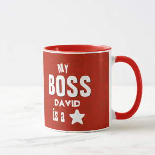 My Boss is a Star Custom Name V05 Red and White Mug