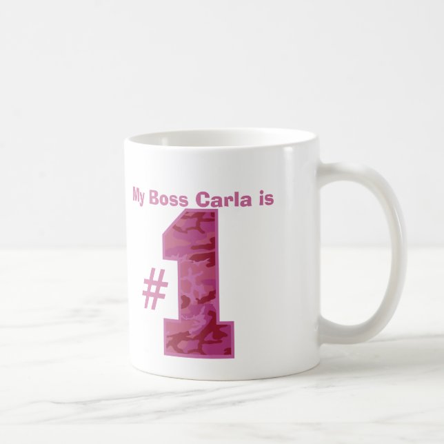 My BOSS is Number One Custom Name Dark Pink Camo Coffee Mug (Right)
