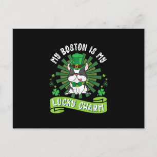 My Boston Terrier Dog Is My Lucky Charm Patrick Postcard