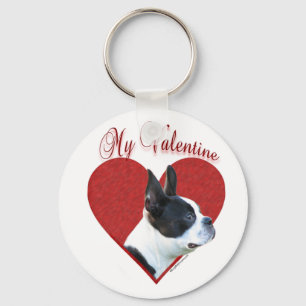 My Boston Terrier Valentine Key Ring