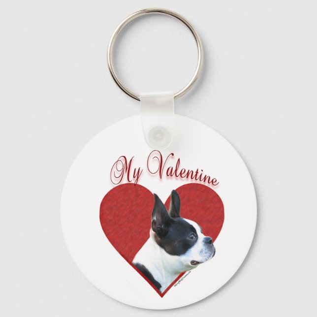 My Boston Terrier Valentine Key Ring (Front)