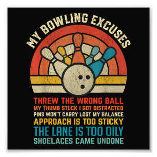 My Bowling Excuses Retro Vintage Funny Bowler Bowl Photo Print