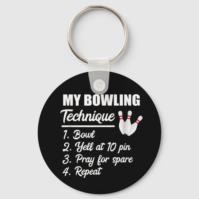 my bowling technique bowl yell at 10 pin pray key ring (Front)