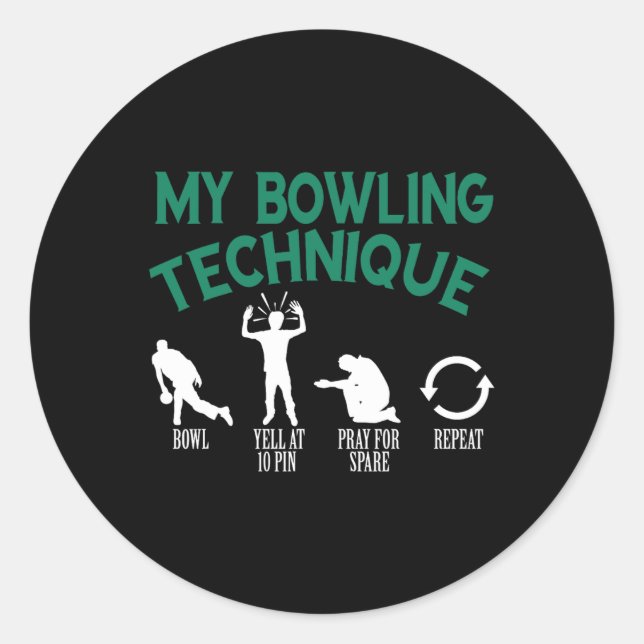 My Bowling Technique Bowling  Classic Round Sticker (Front)