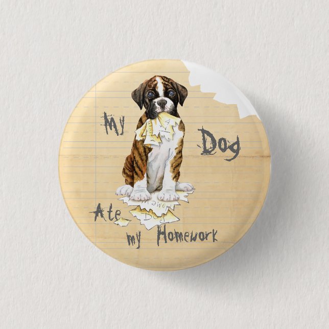 My Boxer Ate My Homework 3 Cm Round Badge (Front)