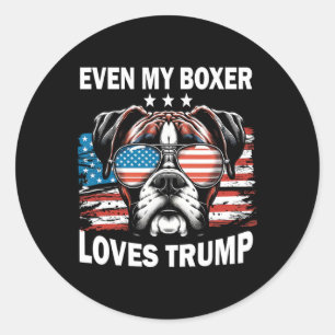 My Boxer Loves Trump Classic Round Sticker