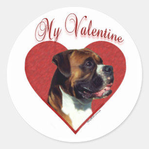 My Boxer Valentine Classic Round Sticker