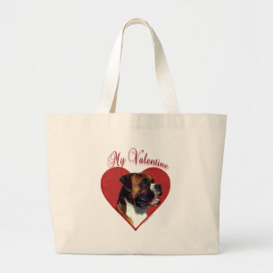 My Boxer Valentine Large Tote Bag