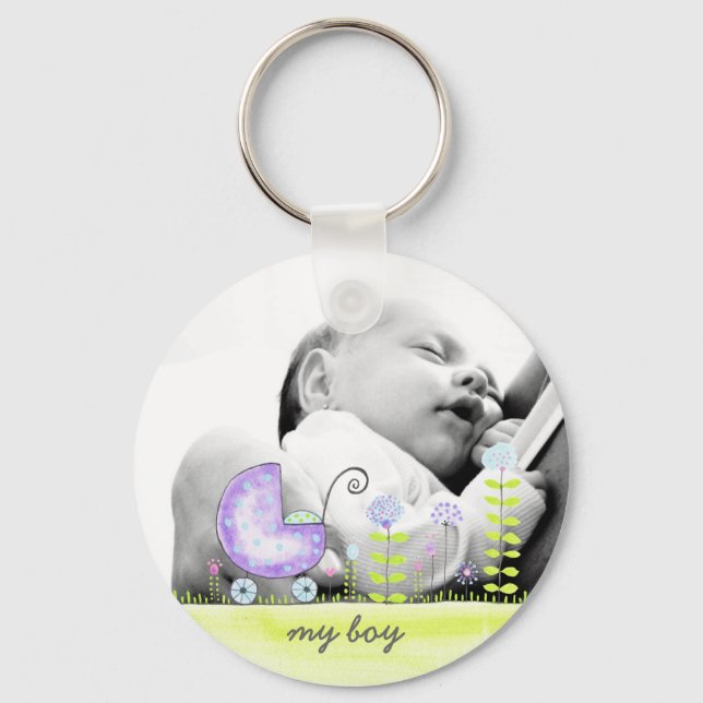 My Boy New Baby Arrival Photo Gift Keepssake Key Ring (Front)