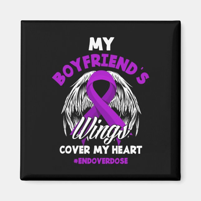 My Boyfriend's Wings Cover My Heart End Overdose  Magnet (Front)