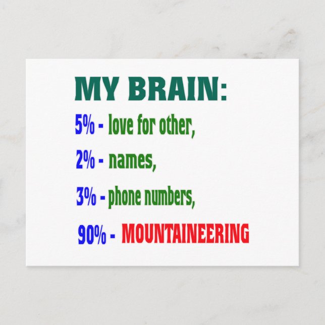 My Brain 90 % Mountaineering. Postcard (Front)