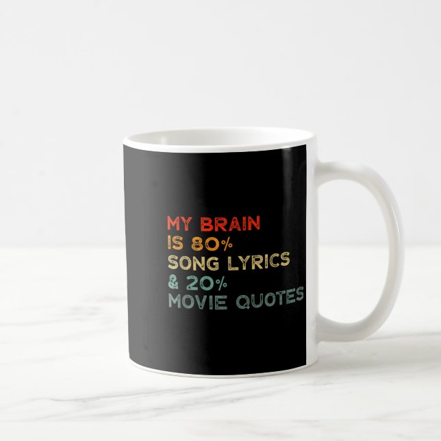 My Brain Is 80% Song Lyrics &amp; 20% Movie Quotes Coffee Mug (Right)