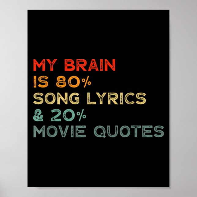My Brain Is 80% Song Lyrics &amp; 20% Movie Quotes Poster (Front)