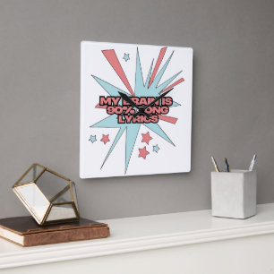 My Brain is 90% Song Lyrics – Funny Retro Pop Art Square Wall Clock