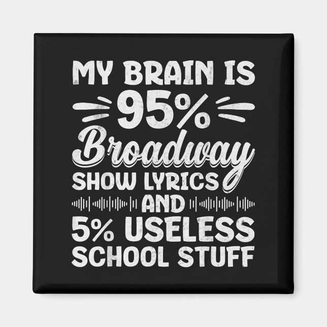 My Brain Is 95% Broadway Lyrics Nerd Musical Theat Magnet (Front)