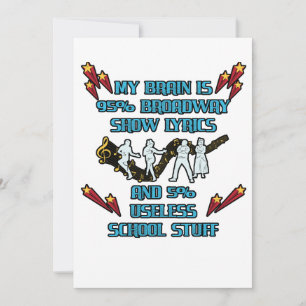 My Brain Is 95% Broadway Show Lyrics Actor Actress Thank You Card