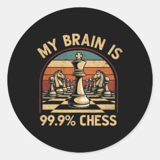 My Brain Is 99.9 Percent Chess Funny Retro Gamer V Classic Round Sticker