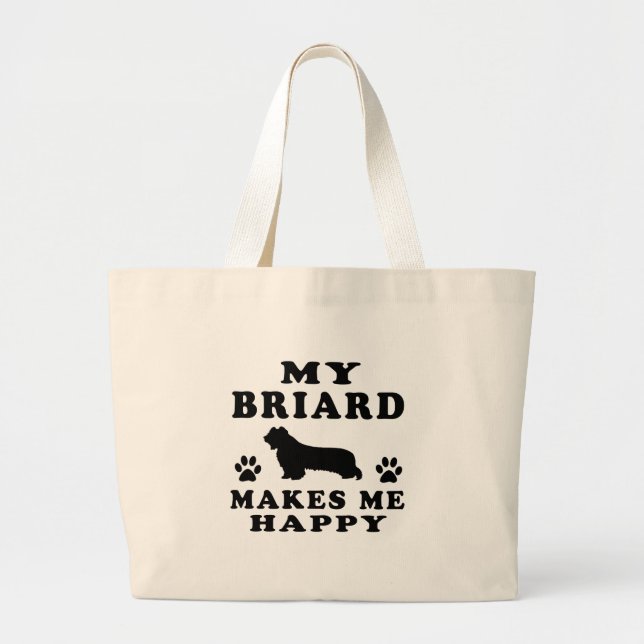 My Briard Makes Me Happy Large Tote Bag (Front)