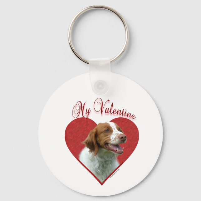 My Brittany Spaniel Valentine Key Ring (Front)