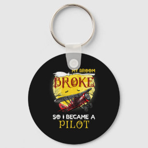 My Broom Broke So I Became Pilot Halloween Gift Key Ring