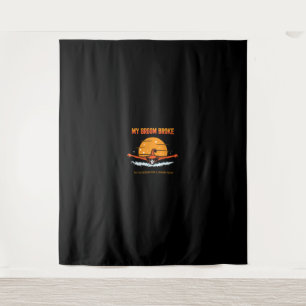 My Broom Broke Swimming Halloween Outfit Design Tapestry