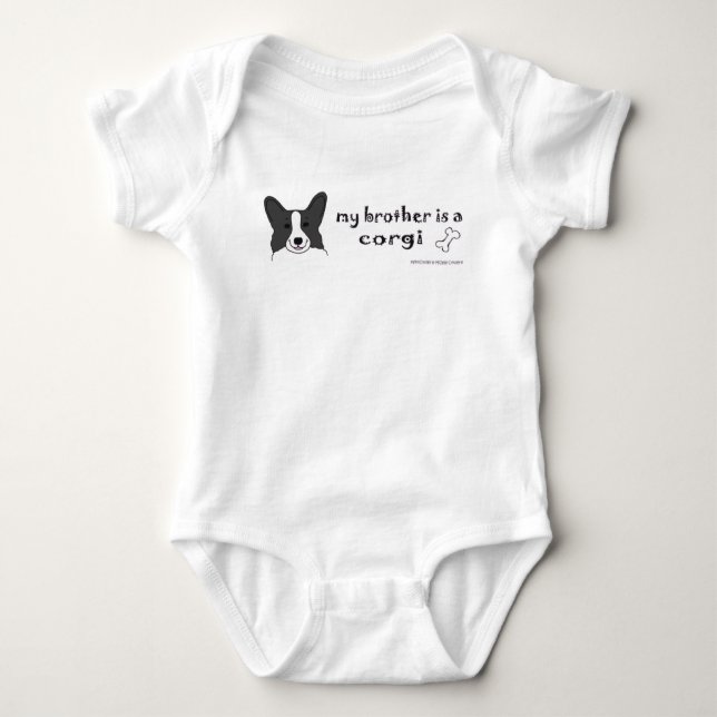 My brother is a Corgi Baby Bodysuit (Front)