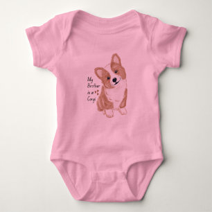 'My Brother is a Corgi' Playful Dog Loving Family Baby Bodysuit