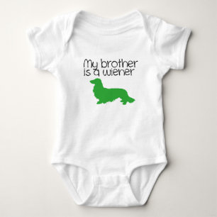 My Brother is a Wiener Long Hair Dachshund Outfit Baby Bodysuit