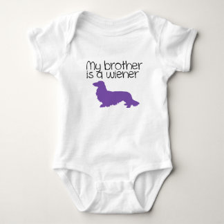 My Brother is a Wiener Long Hair Dachshund Outfit  Baby Bodysuit