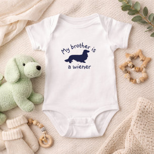 My Brother is a Wiener Long Hair Dachshund Outfit Baby Bodysuit
