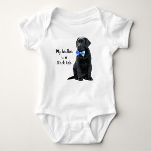 My brother is Black Lab - Black Labrador Retriever Baby Bodysuit