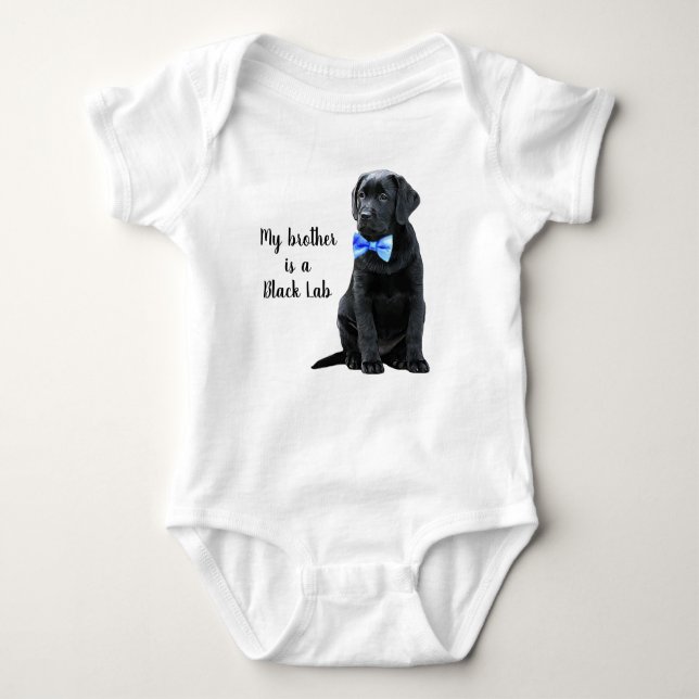 My brother is Black Lab - Black Labrador Retriever Baby Bodysuit (Front)