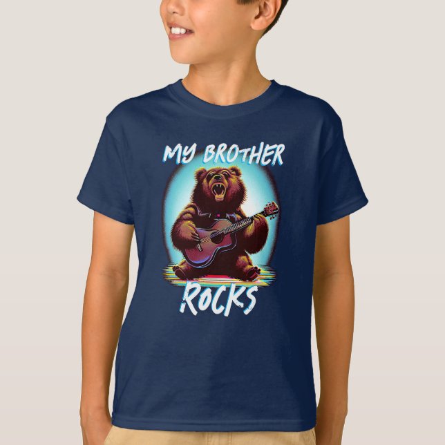 My Brother Rocks! Colourful Bear T-Shirt (Front)