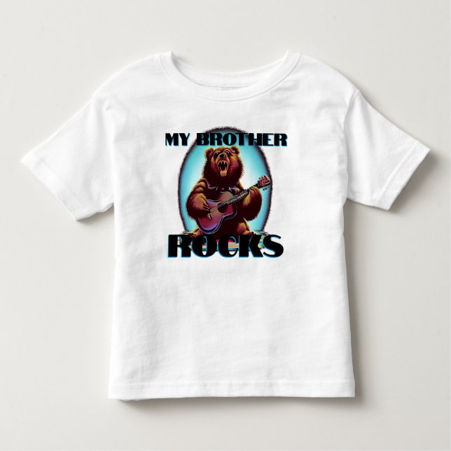 My Brother Rocks! Colourful Bear Toddler T-Shirt (Front)