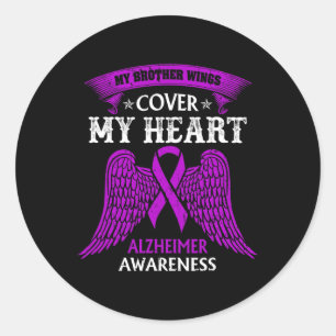 My Brother Wings Cover My Heart Heimerheimer Aware Classic Round Sticker