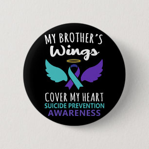 My Brother's Wings Cover Heart Suicide Awareness R 6 Cm Round Badge