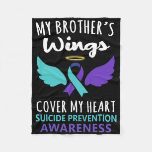 My Brother's Wings Cover Heart Suicide Awareness R Fleece Blanket
