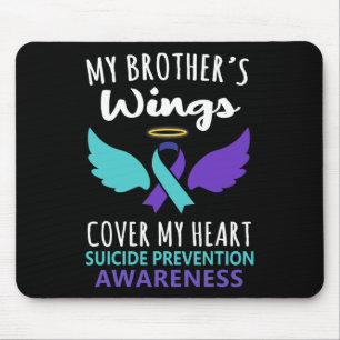 My Brother's Wings Cover Heart Suicide Awareness R Mouse Pad